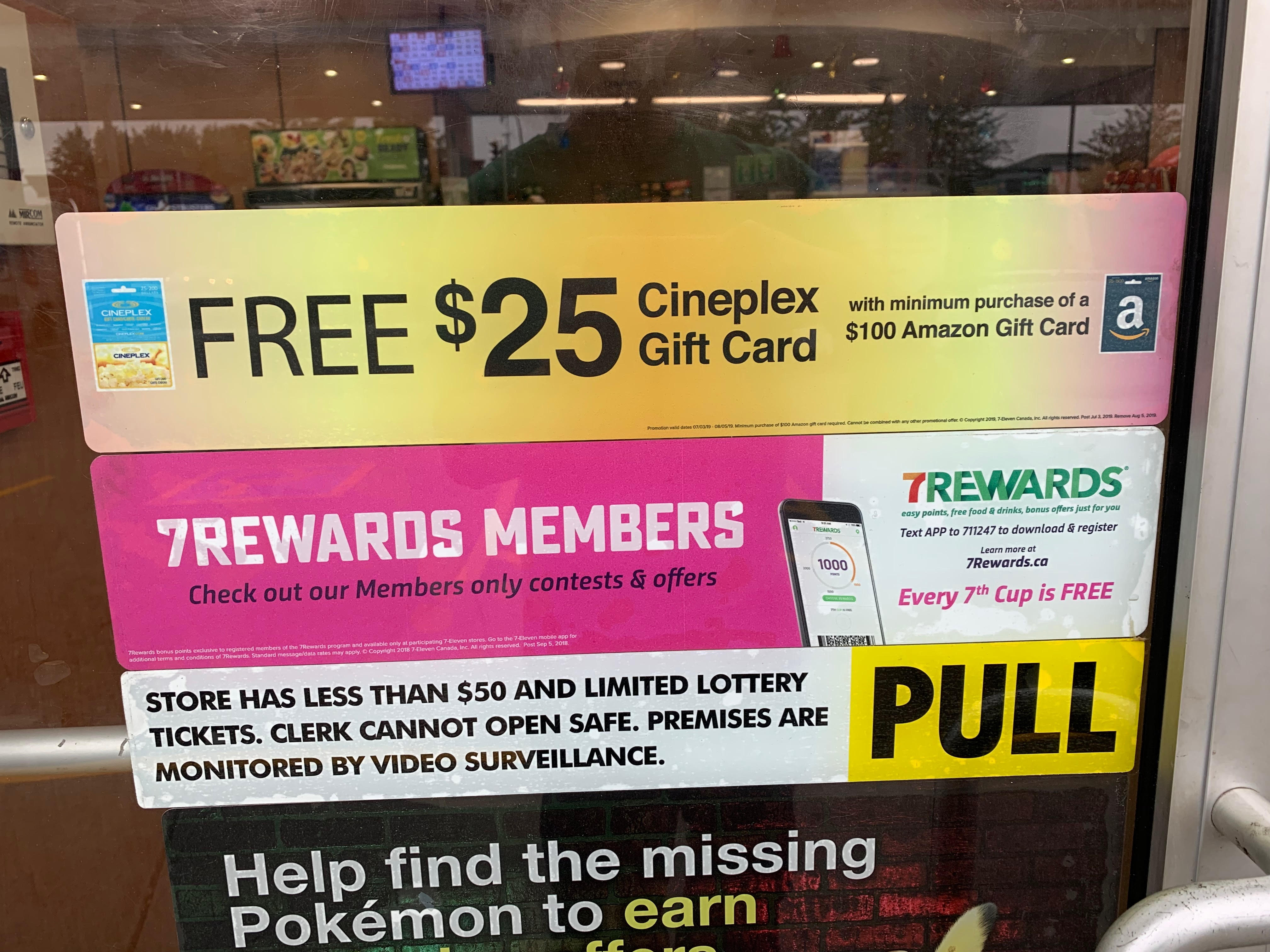 Deal Suspended 7 Eleven Deal Alert Today Only Buy 100 Amazon Gift Card Get 25 Cineplex Gift Card Costco West Fan Blog