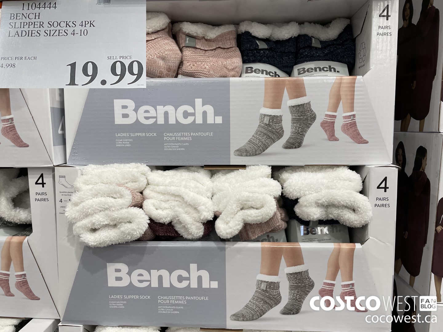 2204444 BENCH SLIPPER SOCKS 3PK LADIES ONE SIZE 18 49 - Costco