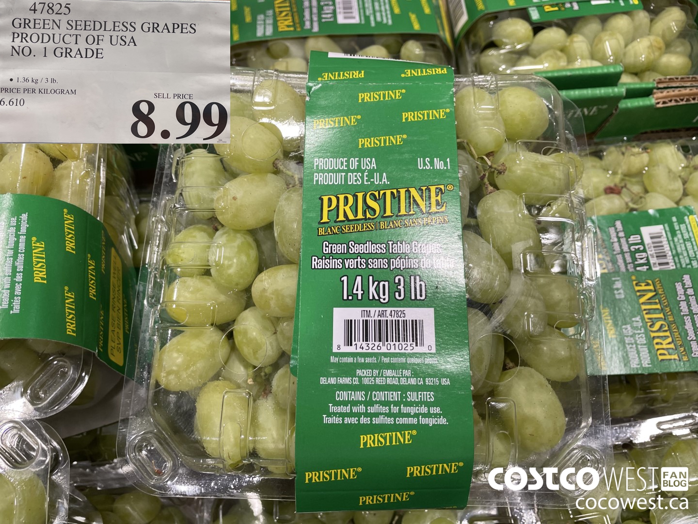 Seedless Green Grapes, 1.36 kg