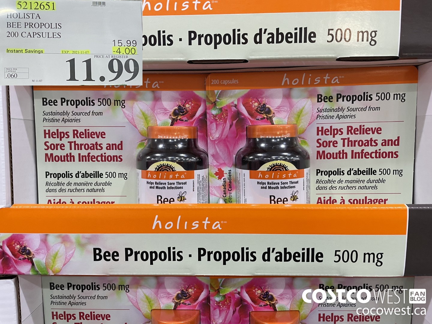 5212651 HOLISTA BEE PROPOLIS 200 CAPSULES ($4.00 INSTANT SAVINGS EXPIRES ON 2021-11-07) $11.99
