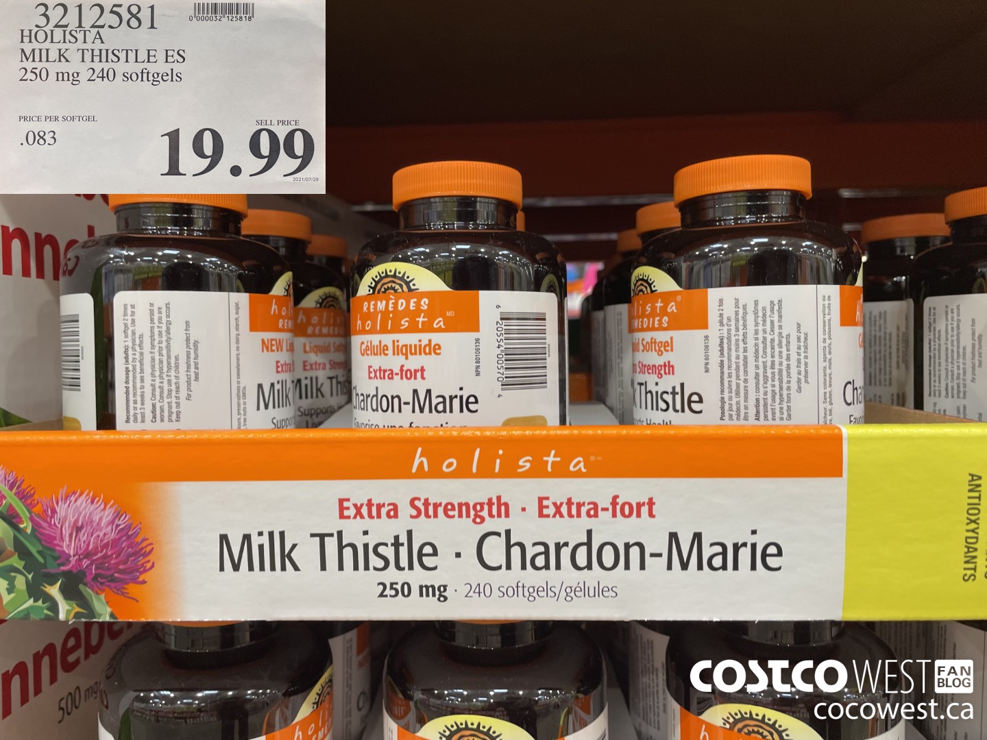 3212581 HOLISTA MILK THISTLE ES 250 mg 240 softgels $19.99