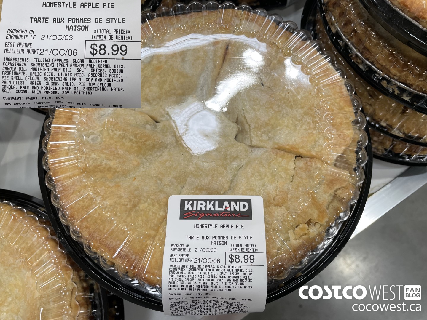26550 HOMESTYLE APPLE PIE PALM OILS), UGAR, SALT), PIE TOP (FLOUR, CANOLA, PALM D PALM OIL SHORTENING. HATER. SALT, SUGAR, » SOY LECITHIN). eines CONTAL MAY  $8.99
