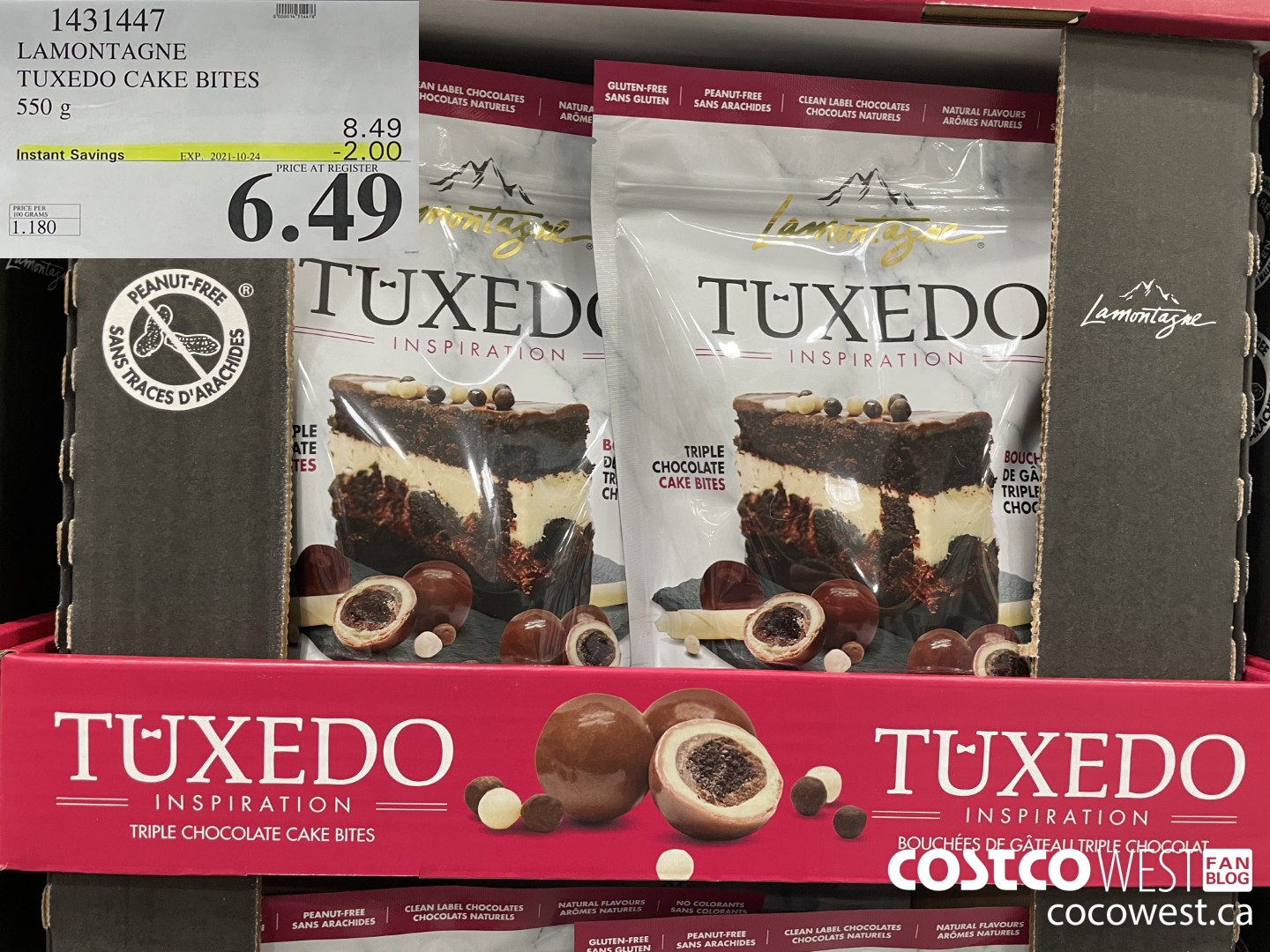 1431447 LAMONTAGNE TUXEDO CAKE BITES 550 g ($2.00 INSTANT SAVINGS EXPIRES ON 2021-10-24) $6.49