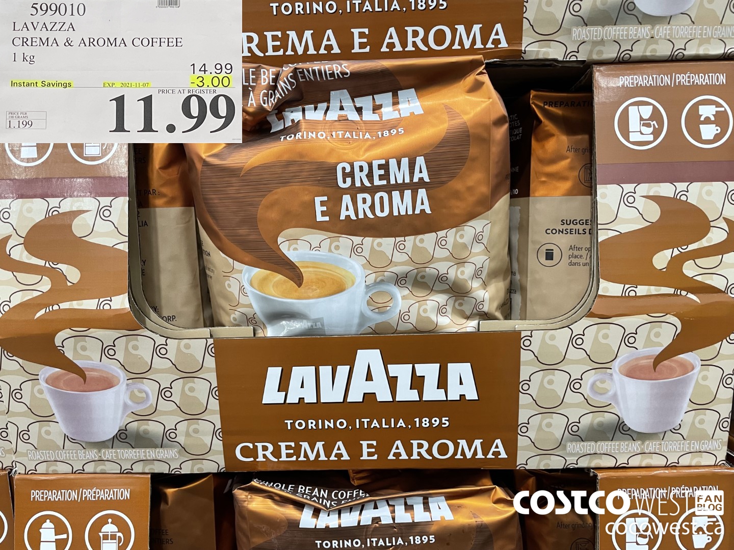 Promo CAFÉ EN GRAINS - LAVAZZA 1 kg chez Costco