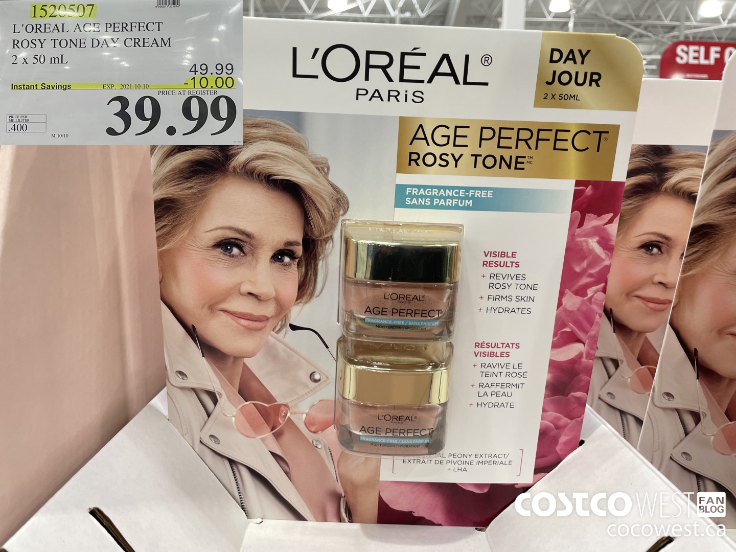 1520507 L'OREAL AGE PERFECT ROSY TONE DAY CREAM 2 x 50 mL ($10.00 INSTANT SAVINGS EXPIRES ON 2021-10-10) $39.99