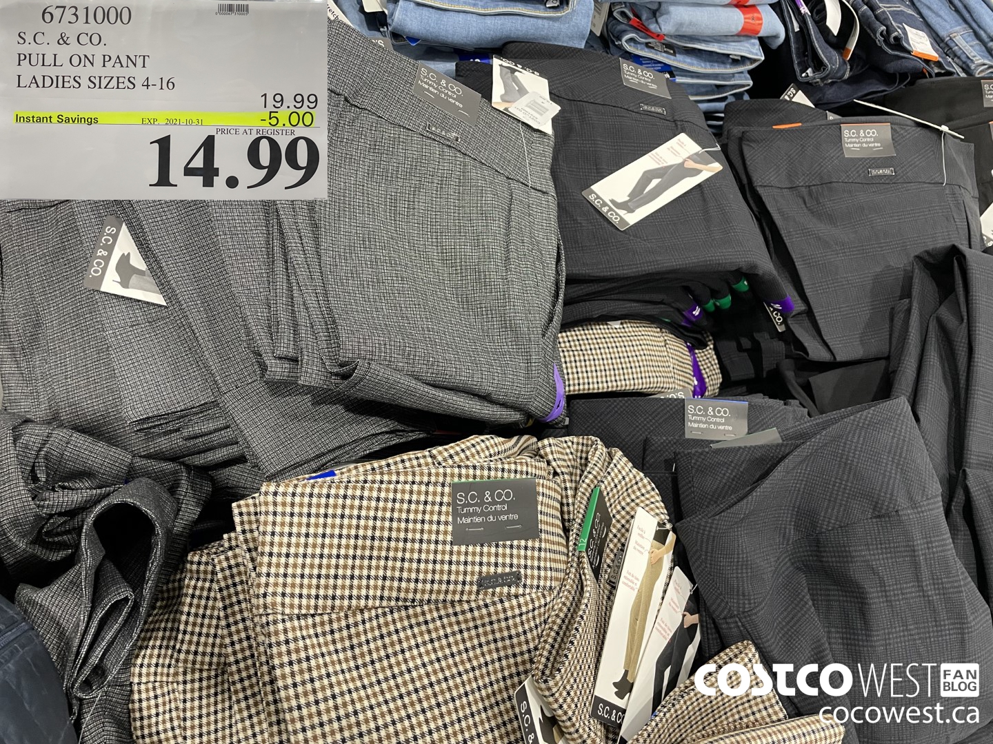 6731000 S. C. & CO. PULL ON PANT LADIES SIZES 4-16  ($5.00 INSTANT SAVINGS EXPIRES ON 2021-10-31) $14.99