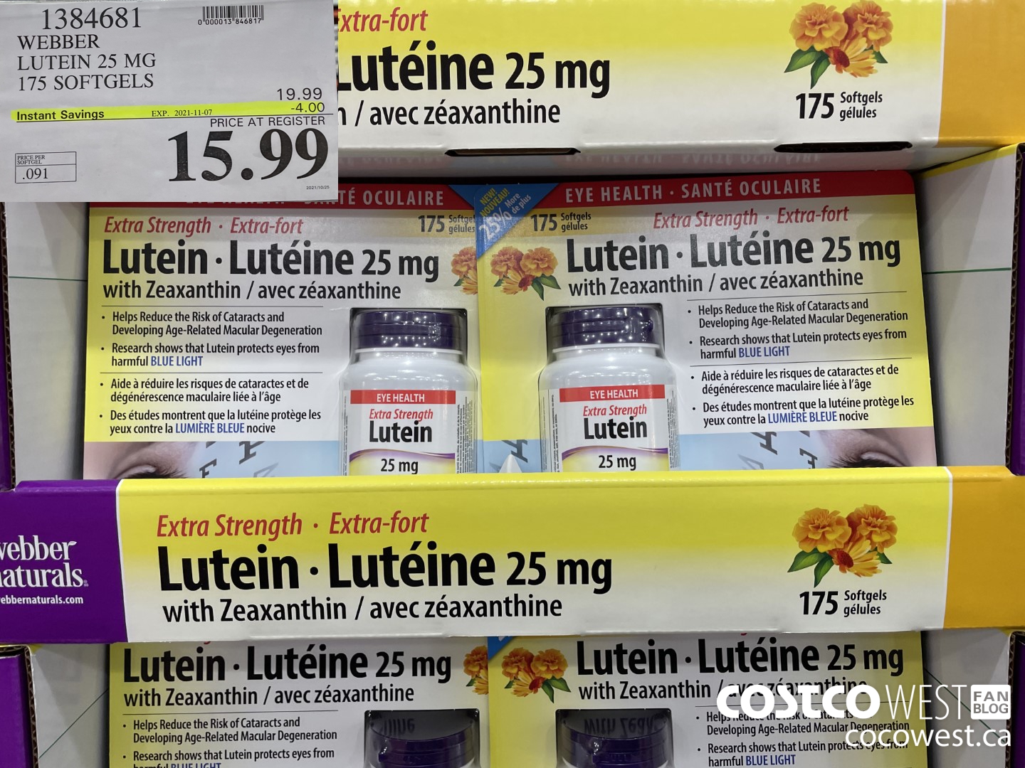 1384681 WEBBER LUTEIN 25 MG 175 SOFTGELS ($4.00 INSTANT SAVINGS EXPIRES ON 2021-11-07) $15.99