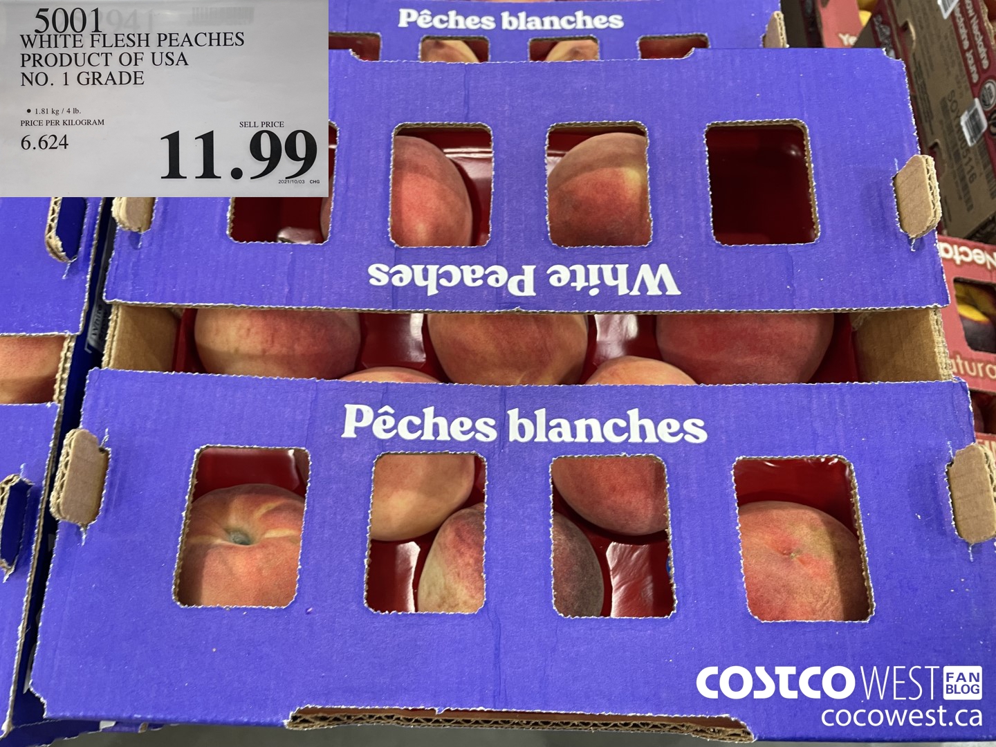 5001 WHITE FLESH PEACHES PRODUCT OF USA NO. 1 GRADE $11.99