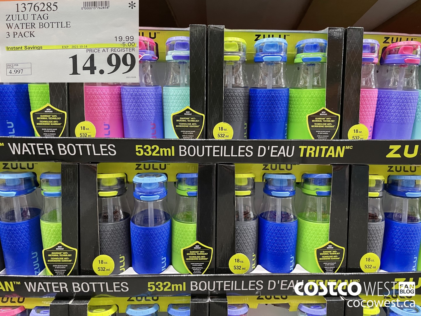 1376285 ZULU TAG WATER BOTTLE 3 PACK ($5.00 INSTANT SAVINGS EXPIRES ON 2021-10-14) $14.99