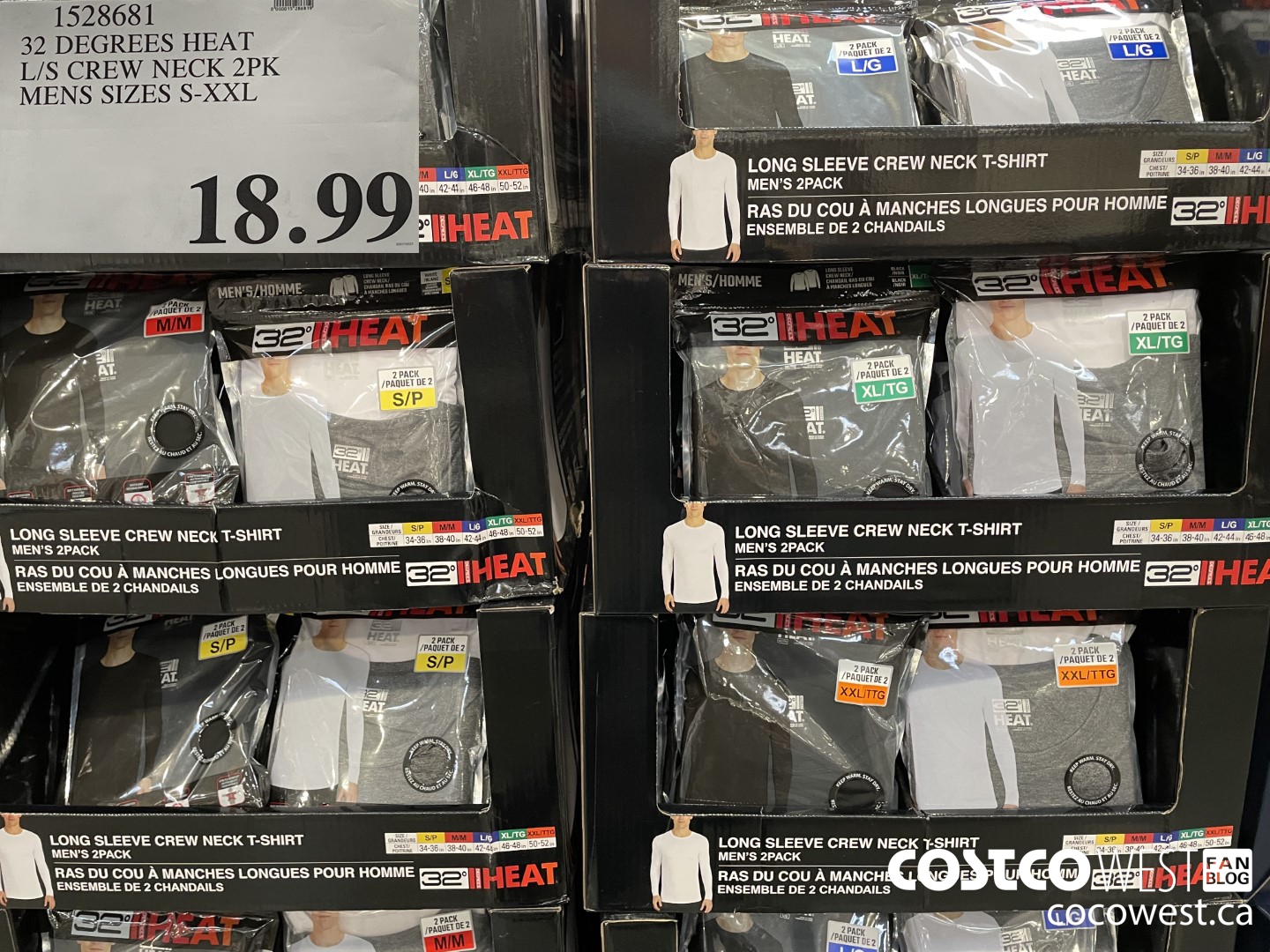 1528681 32 DEGREES HEAT L/S CREW NECK 2PK MENS SIZES S-XXL  $18.99