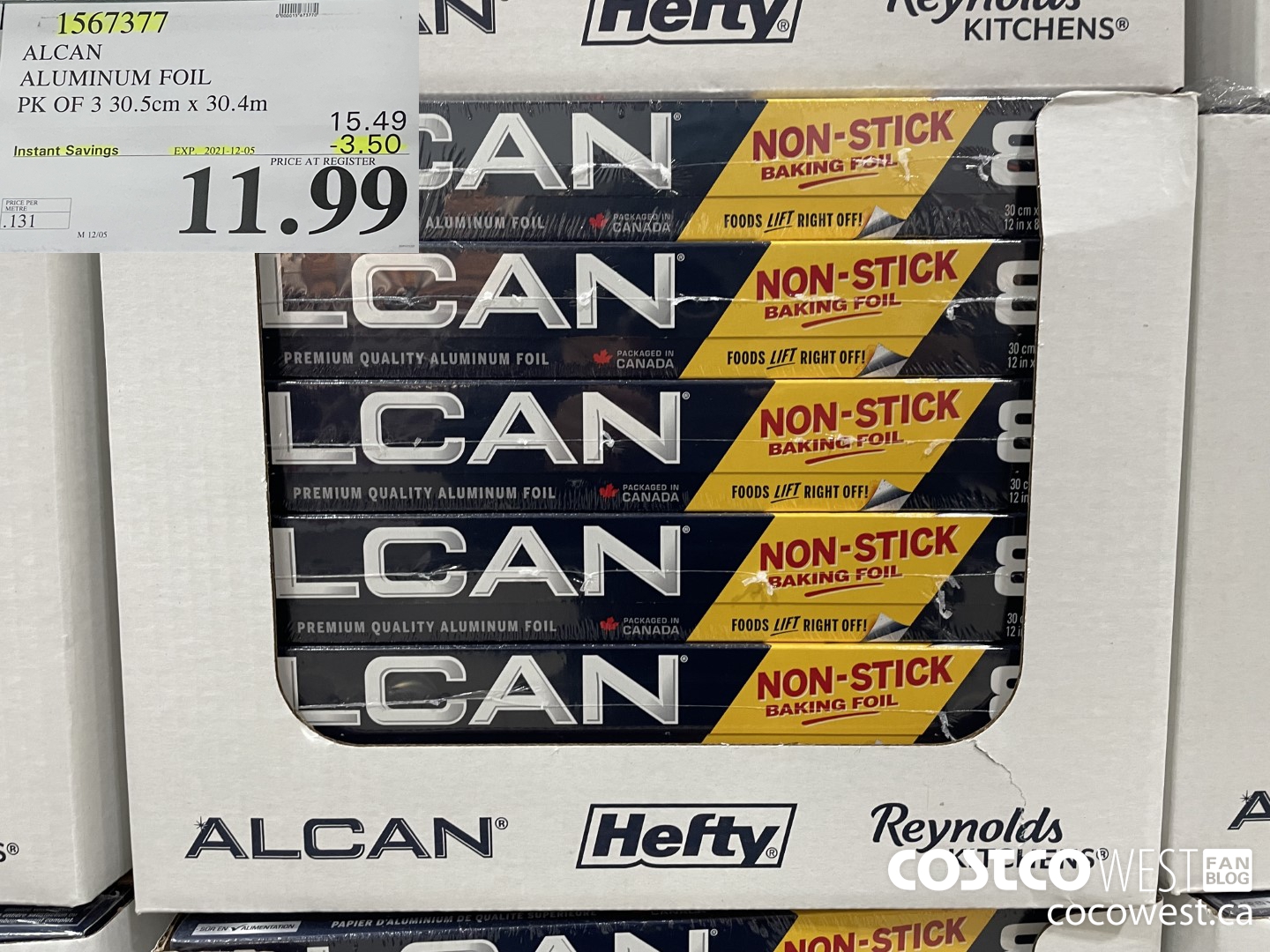 1567377 ALCAN ALUMINUM FOIL PK OF 3 30.5cm x 30.4m  ($3.50 INSTANT SAVINGS EXPIRES ON 2021-12-05) $11.99