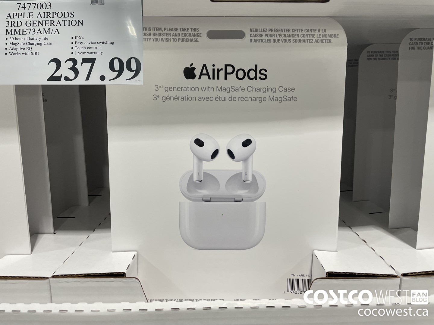 7477003 APPLE AIRPODS 3RD GENERATION MME73AM/A  $237.99