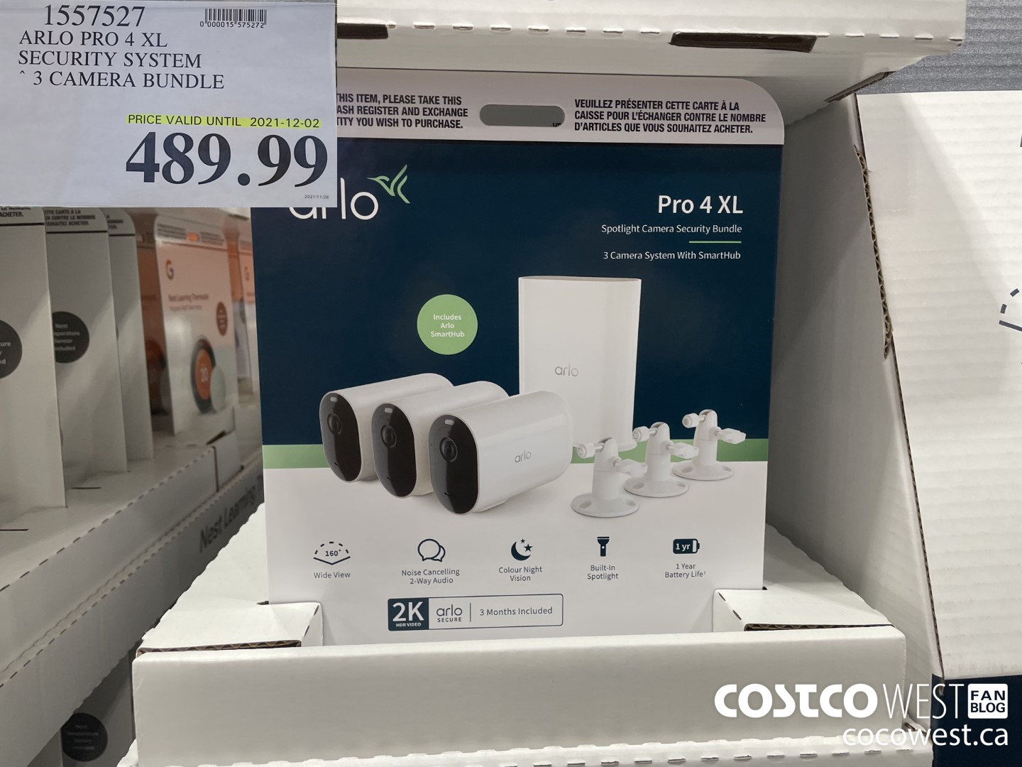 1557527 ARLO PRO 4 XL SECURITY SYSTEM 3 CAMERA BUNDLE  (EXPIRES ON 2021-12-02) $489.99