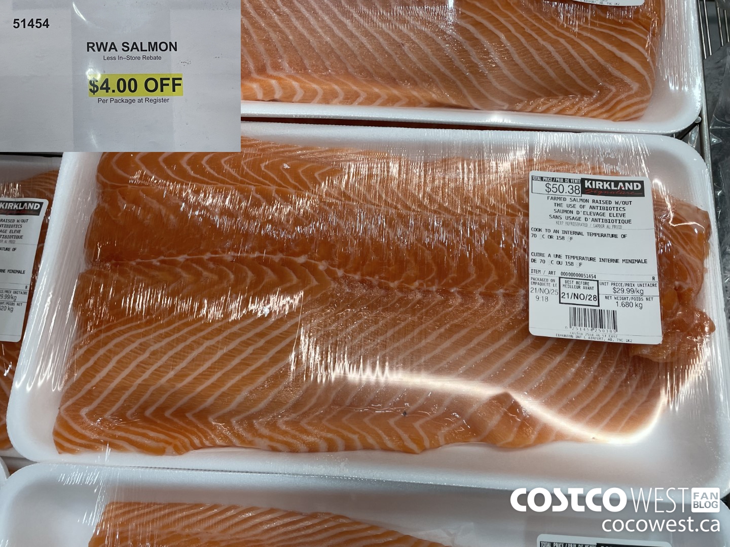 51454 ATLANTIC SALMON FILLET SKINLESS (RWA) (FARMED) ($4.00 INSTANT SAVINGS)
