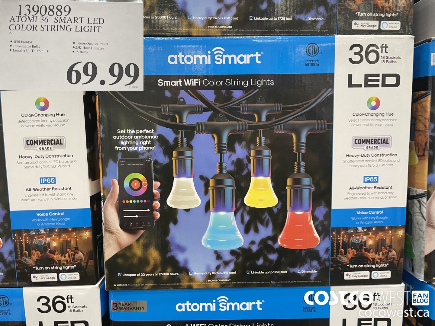 1390889 ATOMI 36' SMART LED COLOR STRING LIGHT  $69.99