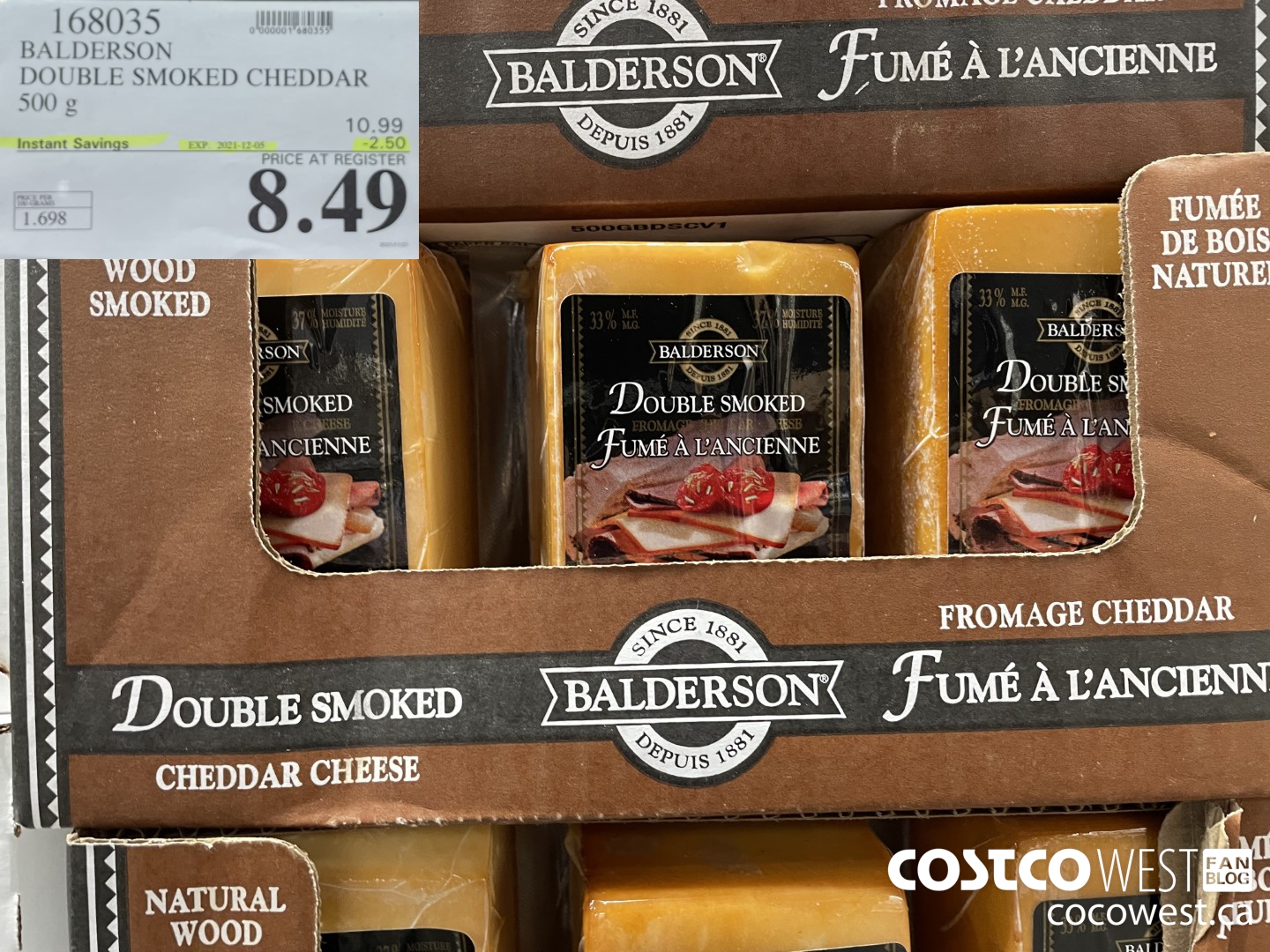 168035 BALDERSON DOUBLE SMOKED CHEDDAR 500 g ($2.50 INSTANT SAVINGS EXPIRES ON 2021-12-05) $8.49