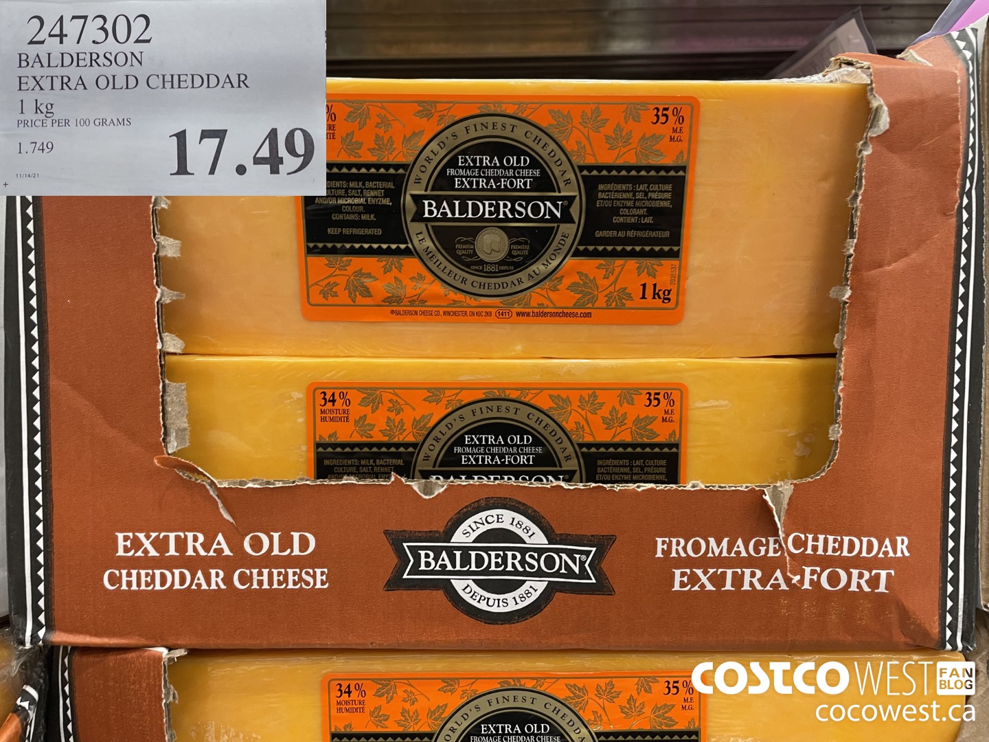 247302 BALDERSON EXTRA OLD CHEDDAR 1 kg $17.49