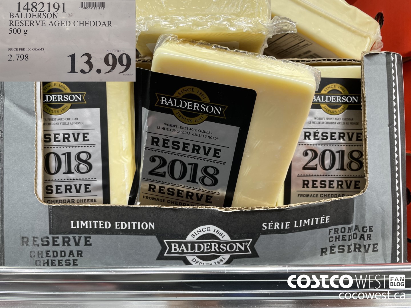 1482191 BALDERSON RESERVE AGED CHEDDAR 500 g $13.99