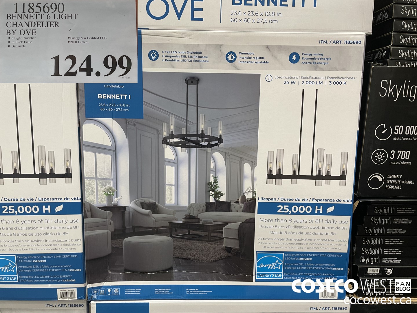 1185690 BENNETT 6 LIGHT CHANDELIER BY OVE  $124.99