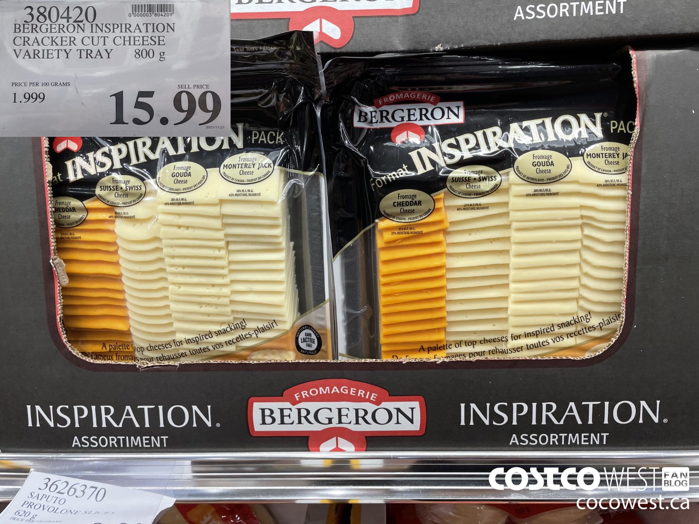 380420 BERGERON INSPIRATION CRACKER CUT CHEESE VARIETY TRAY 800 g $15.99