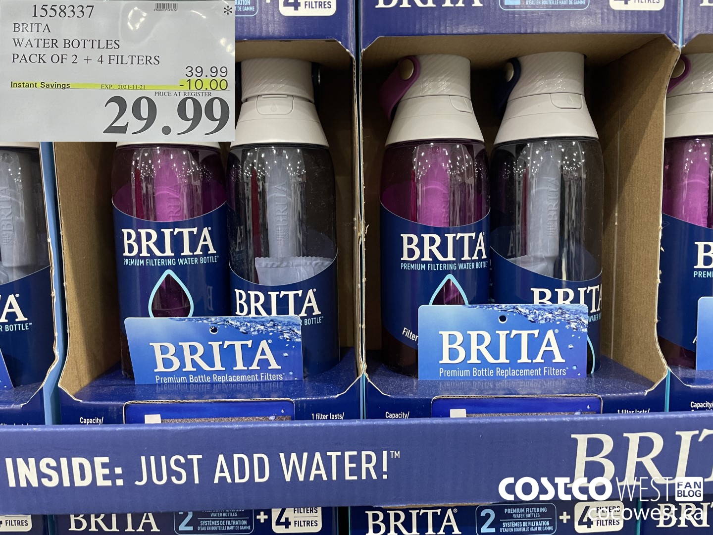 1558337 BRITA WATER BOTTLES PACK OF 2 + 4 FILTERS ($10.00 INSTANT SAVINGS EXPIRES ON 2021-11-21) $29.99