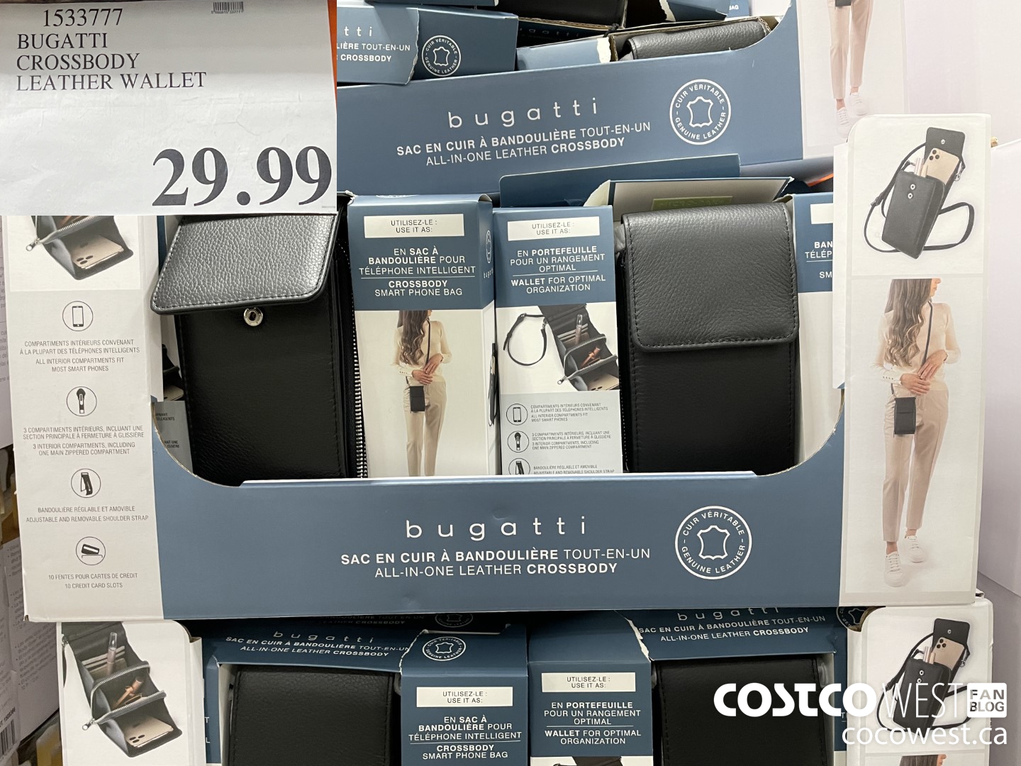 1533777 BUGATTU CROSSBODY LEATHER WALLET  $29.99