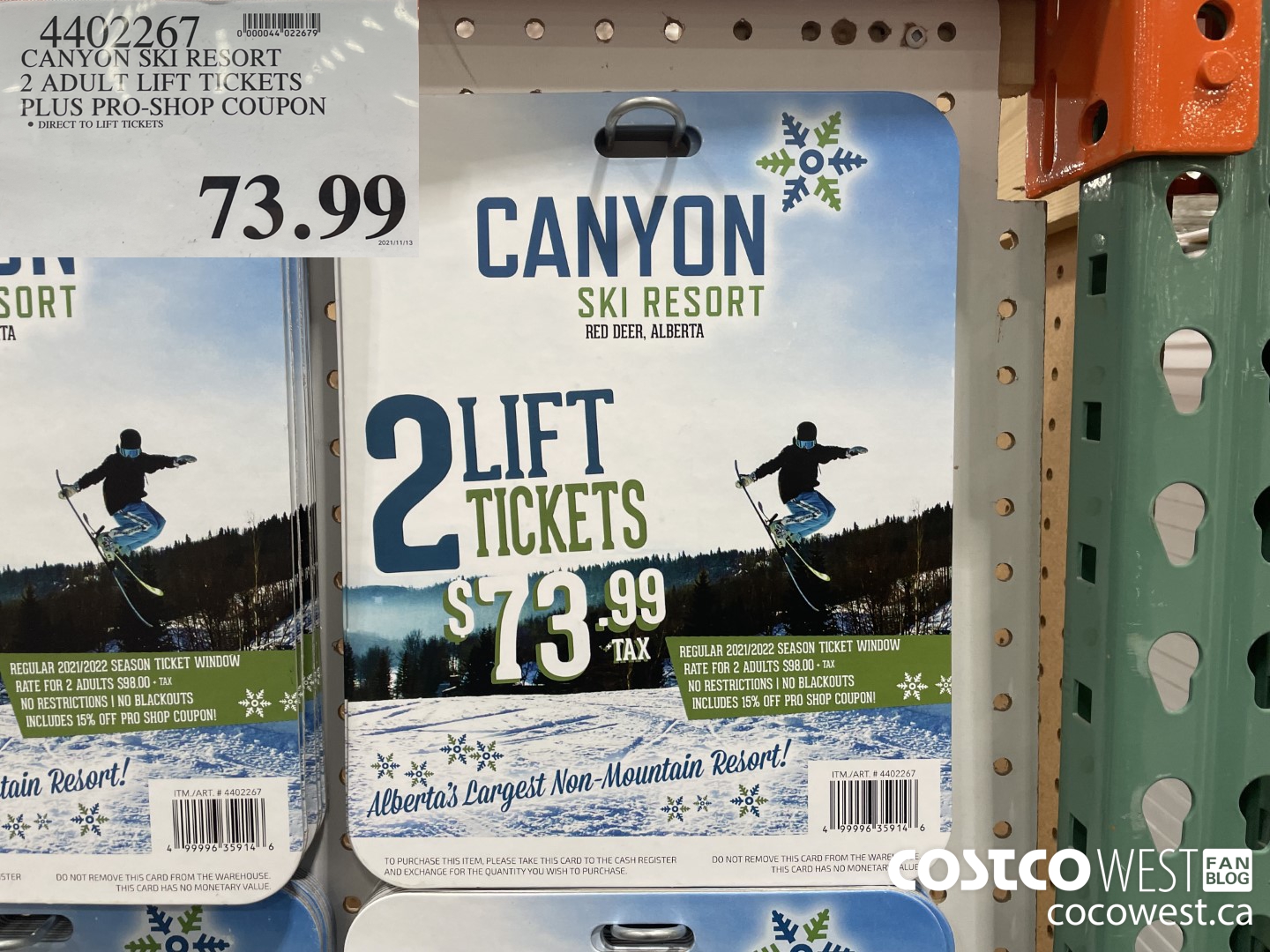 4402267 CANYON SKI RESORT 2 ADULT LIFT TICKETS PLUS PRO-SHOP COUPON  $73.99