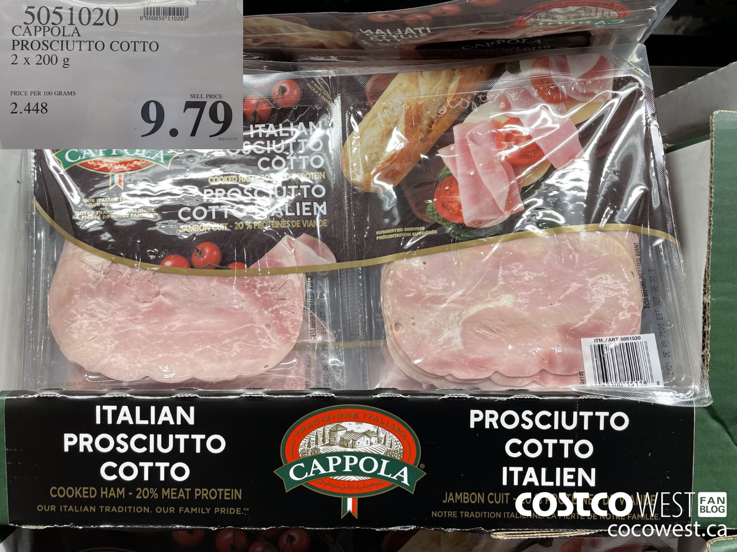 5051020 CAPPOLA PROSCIUTTO COTTO 2 x 200 g $9.79