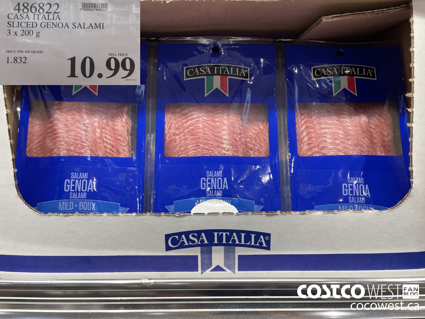 486822 CASA ITALIA SLICED GENOA SALAMI 3 x 200 g $10.99