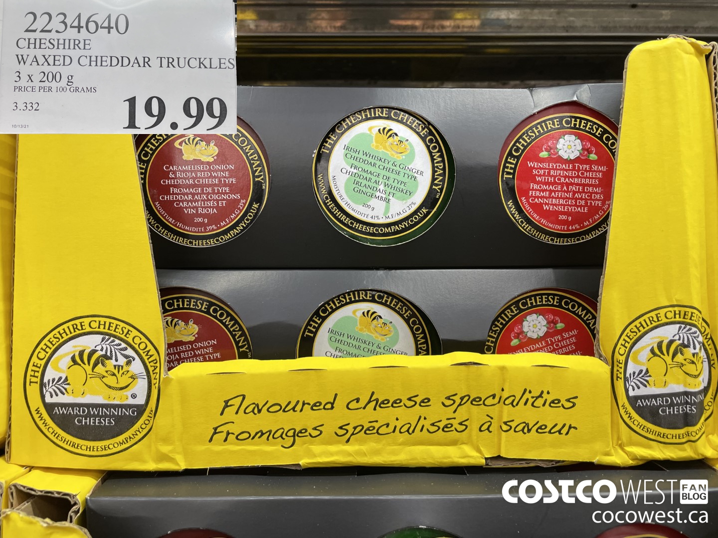 2234640 CHESHIRE WAXED CHEDDAR TRUCKLES 3 x 200 g $19.99