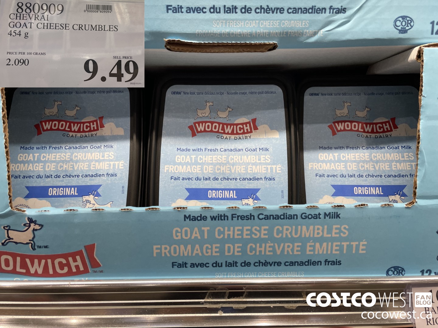 880909 CHEVRAI GOAT CHEESE CRUMBLES 454 g $9.49