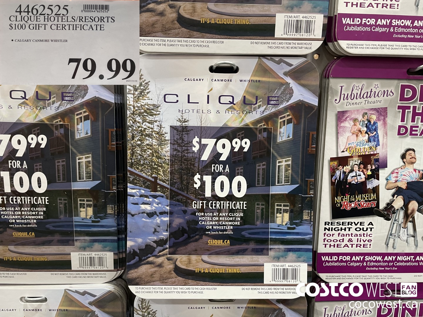 4462525 CLIQUE HOTELS/RESORTS $100 GIFT CERTIFICATE  $79.99