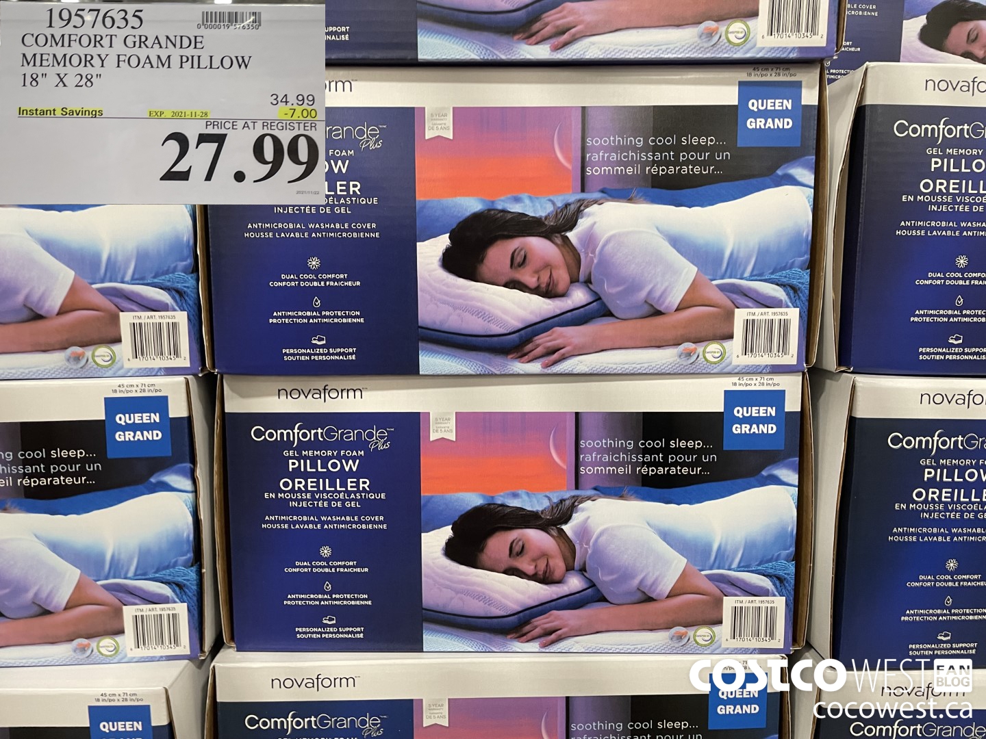 1957635 COMFORT GRANDE MEMORY FOAM PILLOW 18
