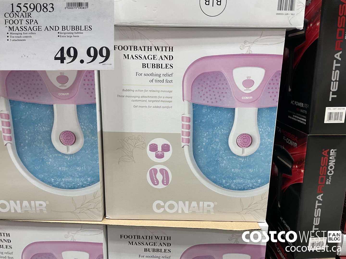 1559083 CONAIR FOOT SPA MASSAGE AND BUBBLES  $49.99
