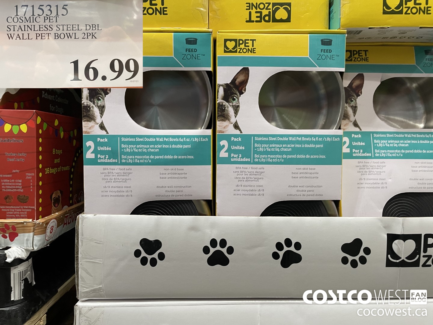 1715315 COSMIC PET STAINLESS STEEL DBL WALL PET BOWL 2PK  $16.99