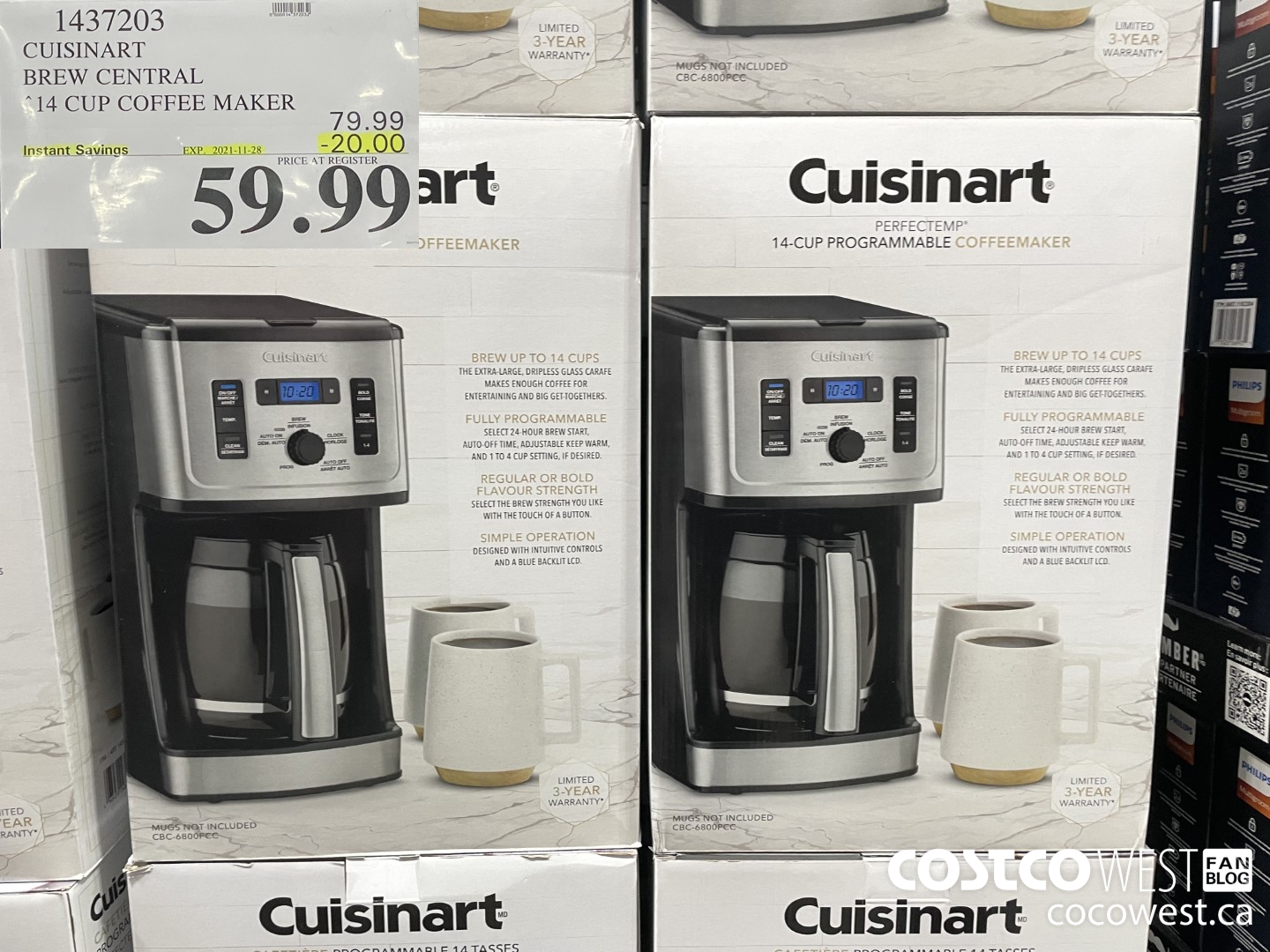 1437203 CUISINART BREW CENTRAL 14 CUP COFFEE MAKER  ($20.00 INSTANT SAVINGS EXPIRES ON 2021-11-28) $59.99