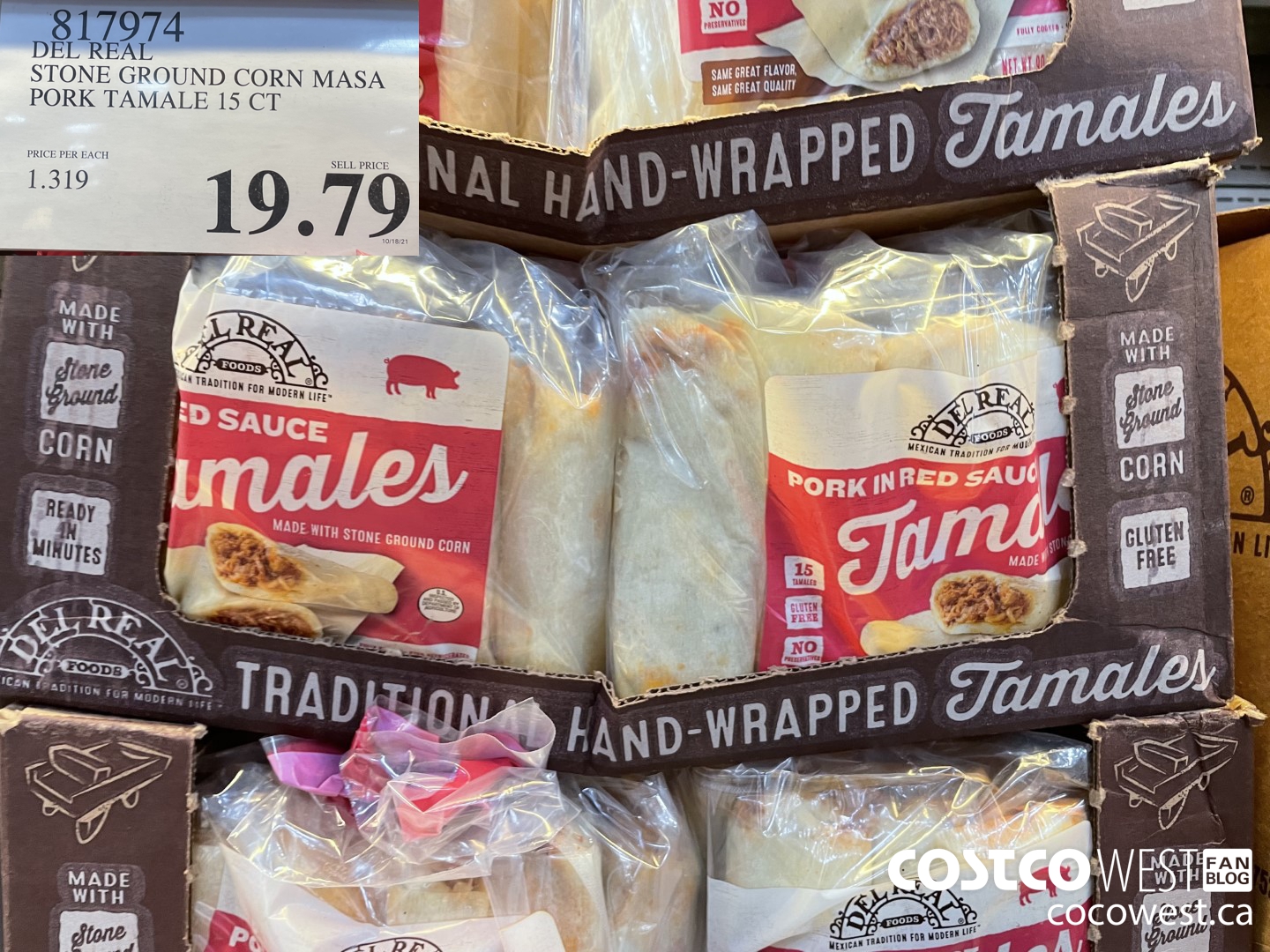 817974 DEL REAL STONE GROUND CORN MASA PORK TAMALE 15 CT  $19.79