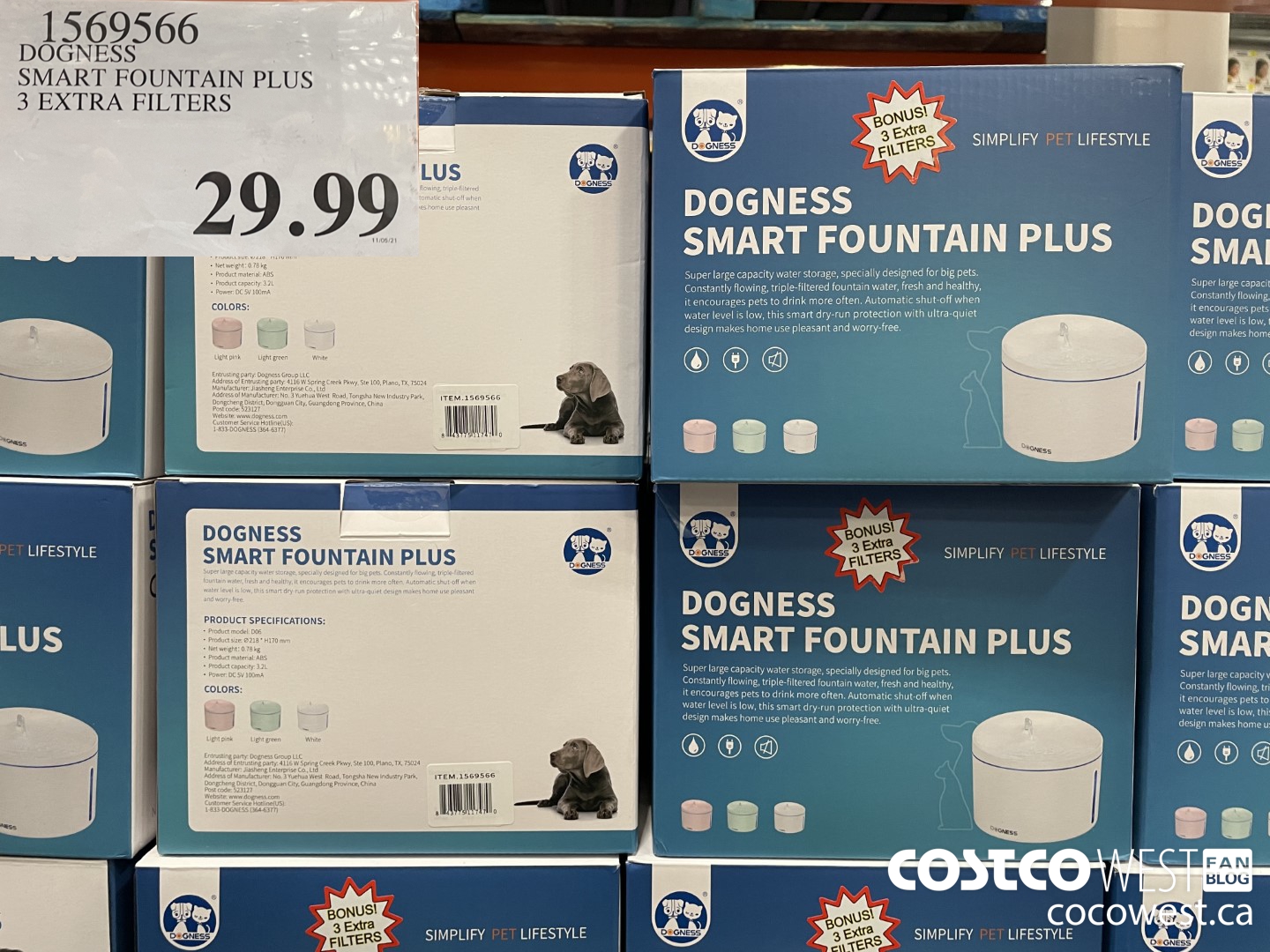 1569566 DOGNESS SMART FOUNTAIN PLUS 3 EXTRA FILTERS  $29.99