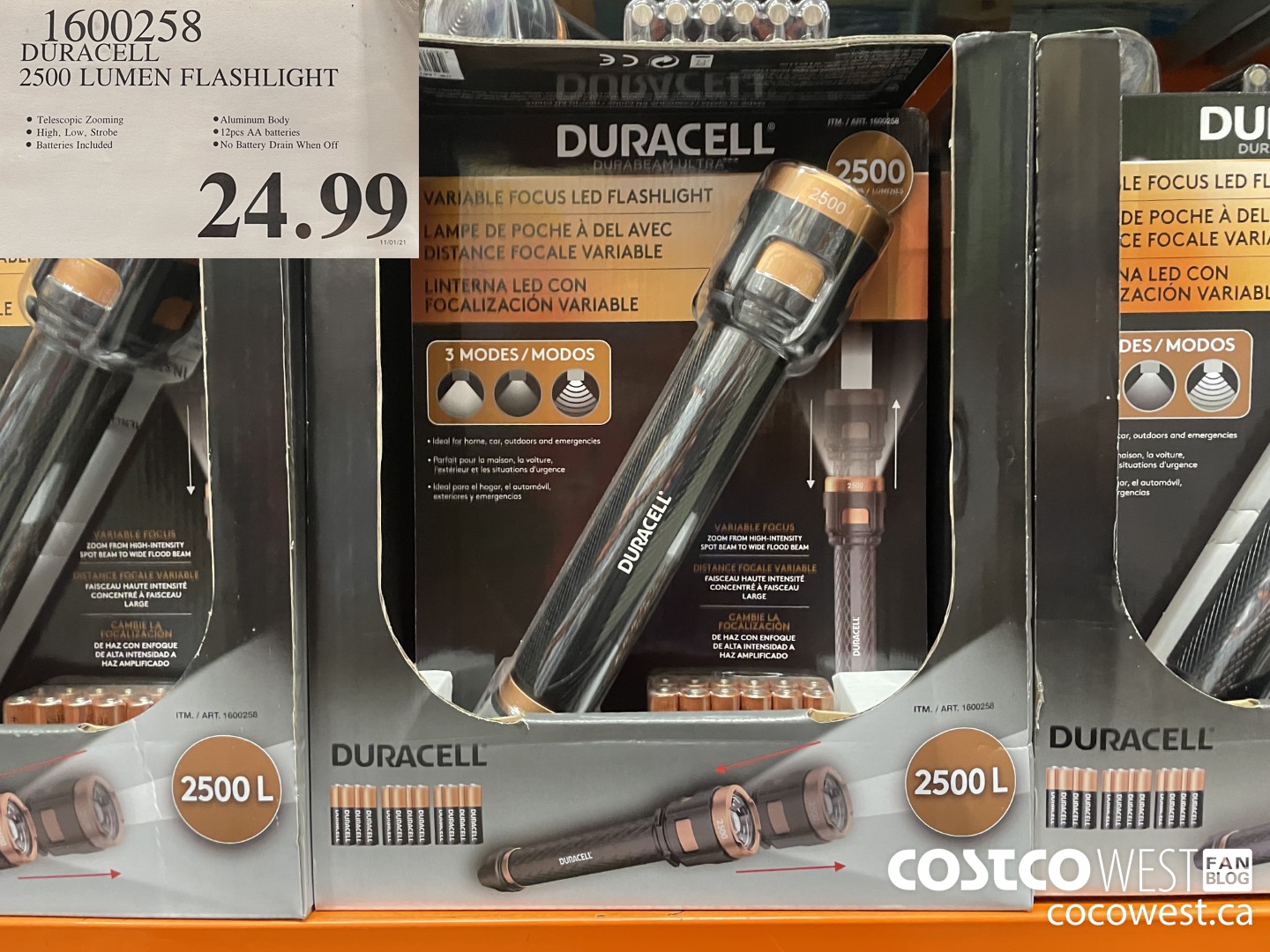 1600258 DURACELL 2500 LUMEN FLASHLIGHT $24.99