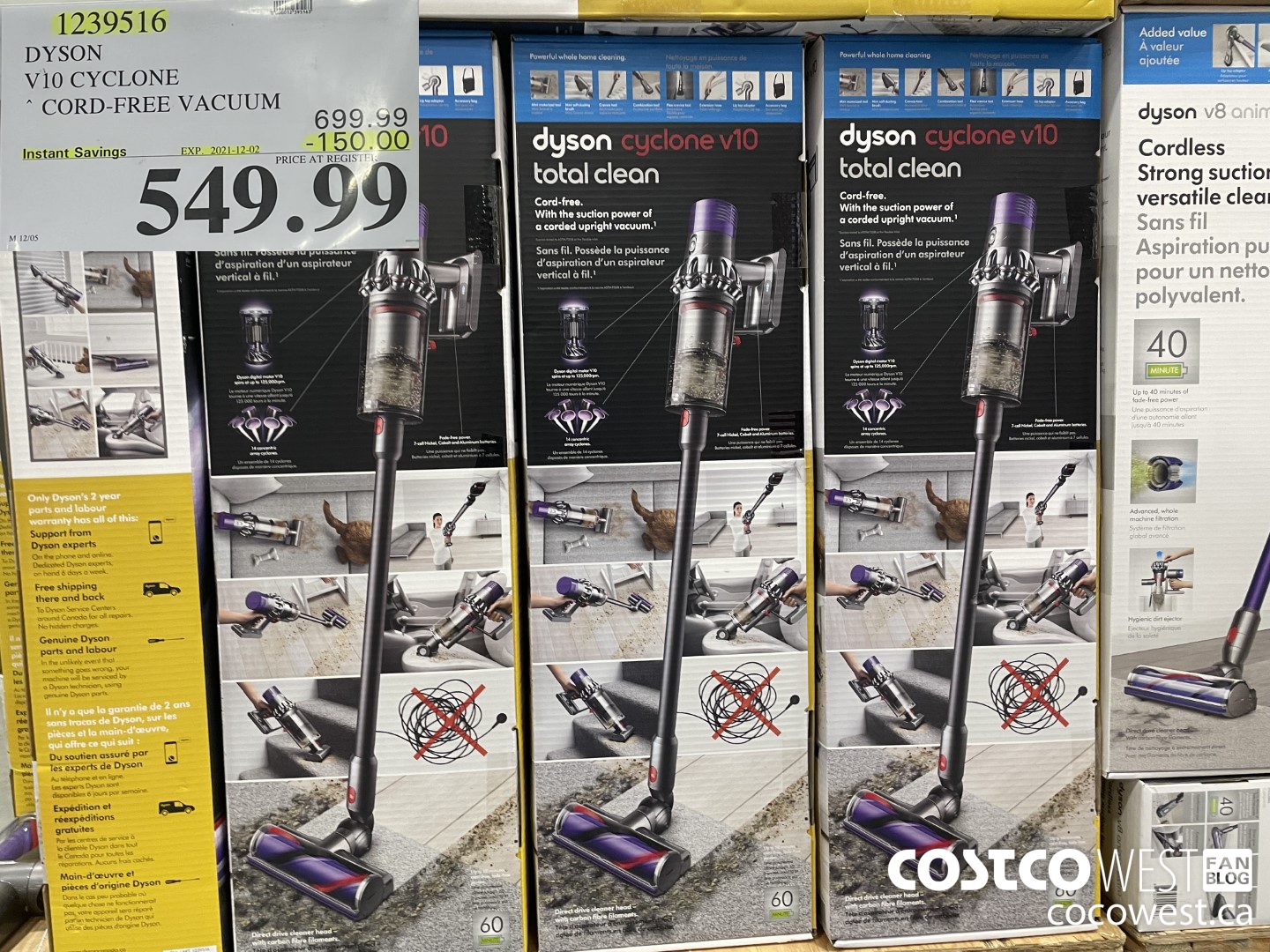 1239516 DYSON V10 CYCLONE CORD-FREE VACUUM ($150.00 INSTANT SAVINGS EXPIRES ON 2021-12-02) $549.99