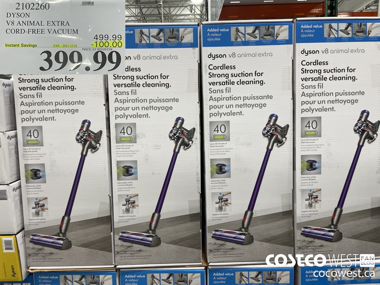 2102260 DYSON V8 ANIMAL EXTRA CORD-FREE VACUUM  ($100.00 INSTANT SAVINGS EXPIRES ON 2021-12-02) $399.99
