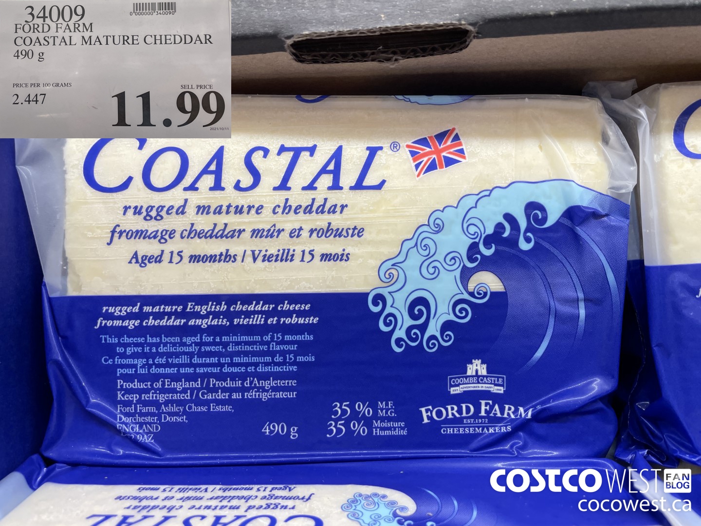 34009 FORD FARM COASTAL MATURE CHEDDAR 490 g $11.99