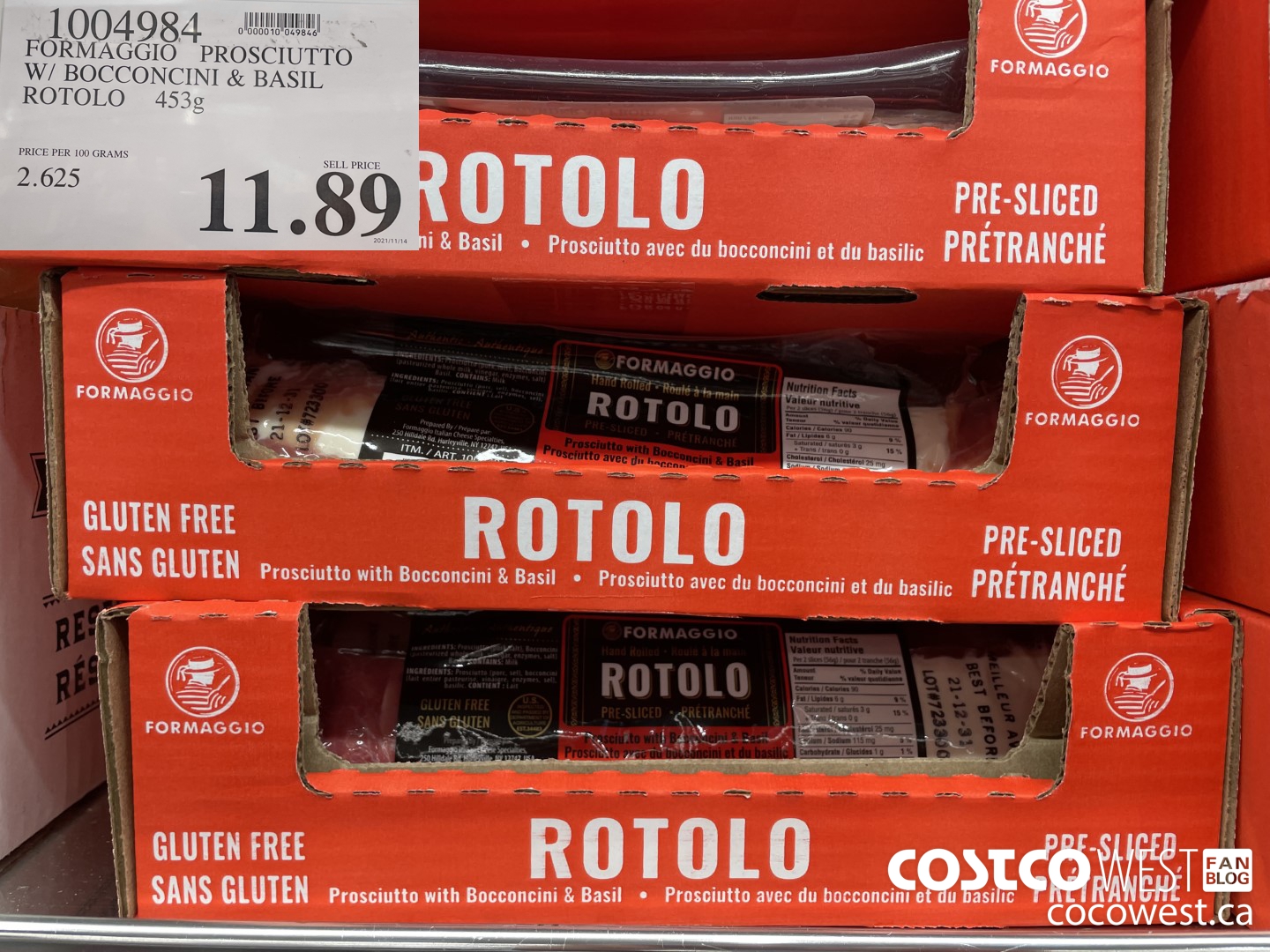 1004984 FORMAGGIO PROSCUITTO W/ BOCCONCINI & BASIL ROTOLO 453 G $11.89