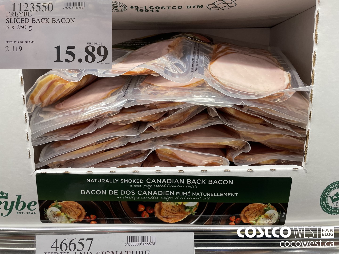 1123550 FREYBE SLICED BACK BACON 3 X 250G $15.89