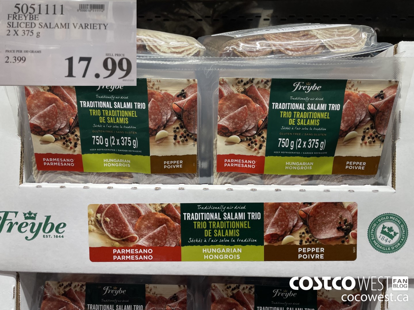 5051111 FREYBE SLICED SALAMI VARIETY 2 x 375 g $17.99