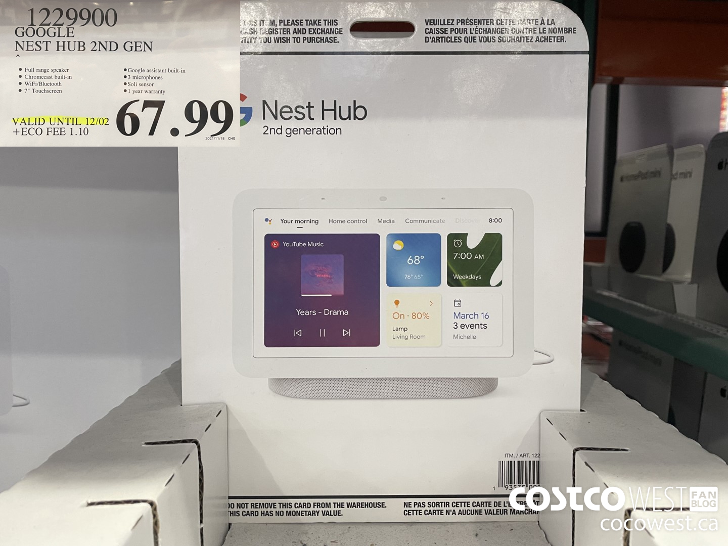 1229900 GOOGLE NEST HUB 2ND GEN $67.99