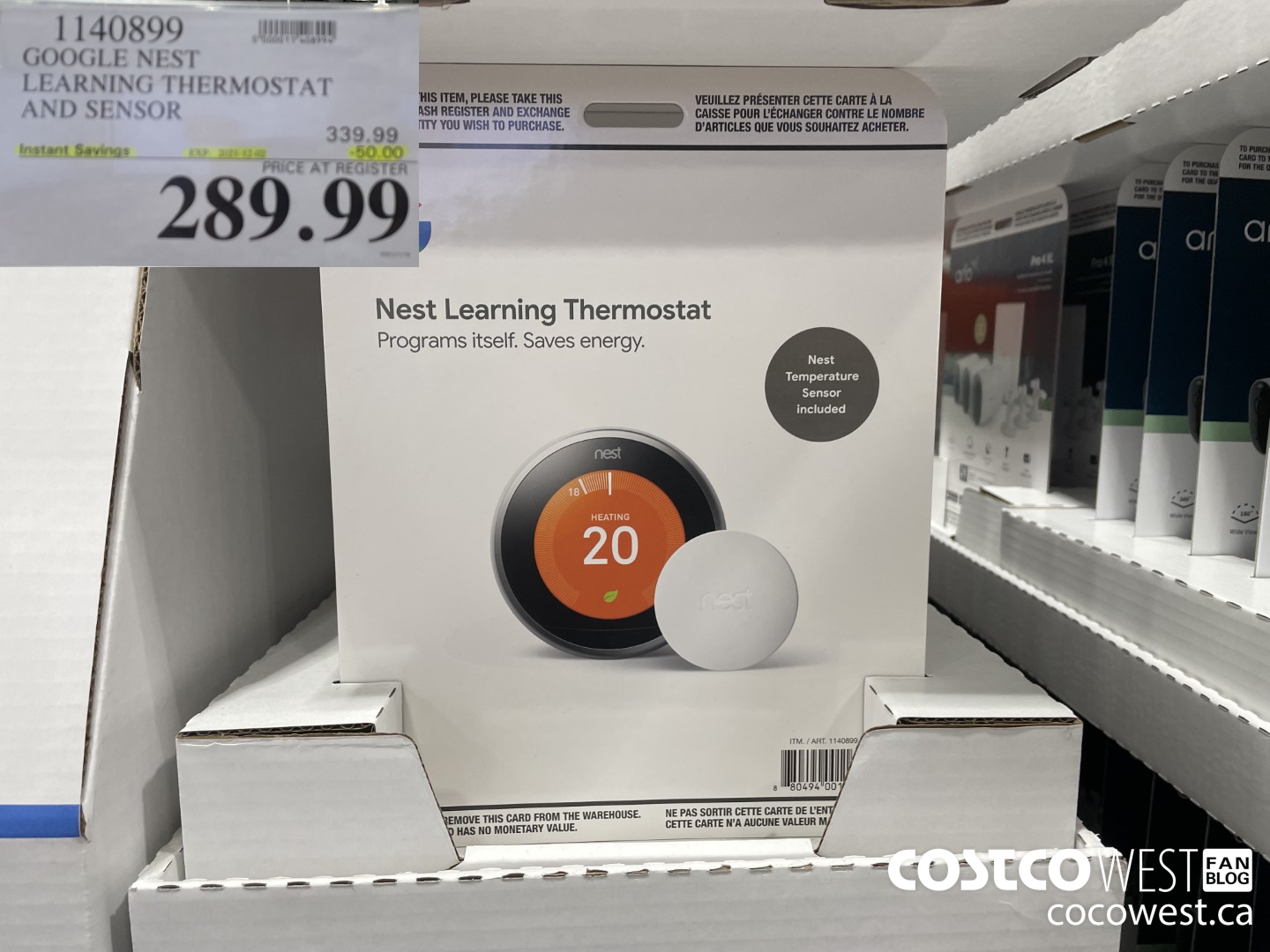 1140899 GOOGLE NEST LEARNING THERMOSTAT AND SIENSOR  ($50.00 INSTANT SAVINGS EXPIRES ON 2021-12-02) $289.99