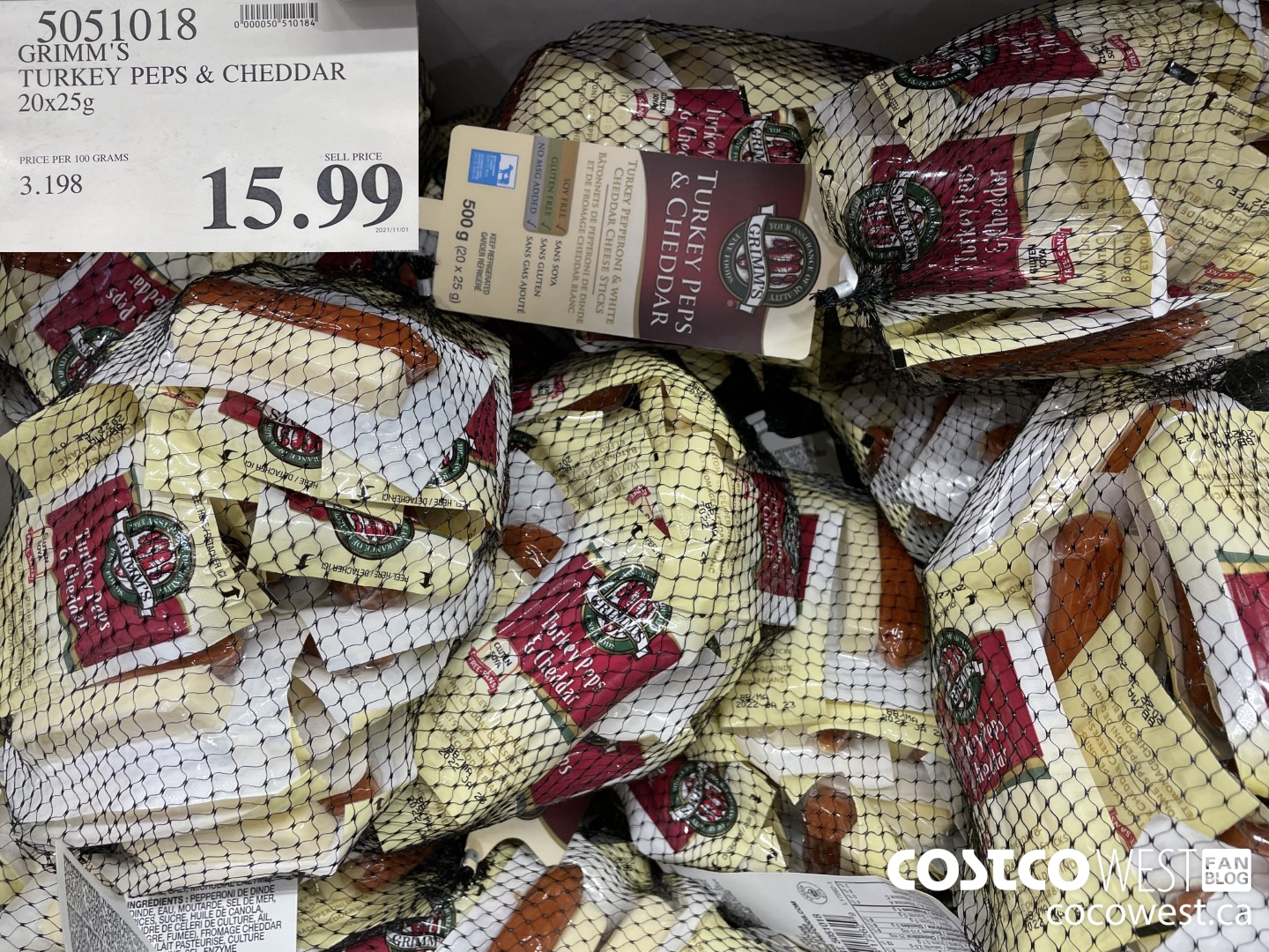 5051018 GRIMM'S TURKEY PEPS & CHEDDAR 20x25g $15.99