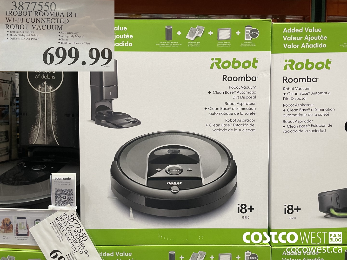 3877550 IROBOT ROOMBA I8+ WI-FI CONNECTED ROBOT VACUUM  $699.99