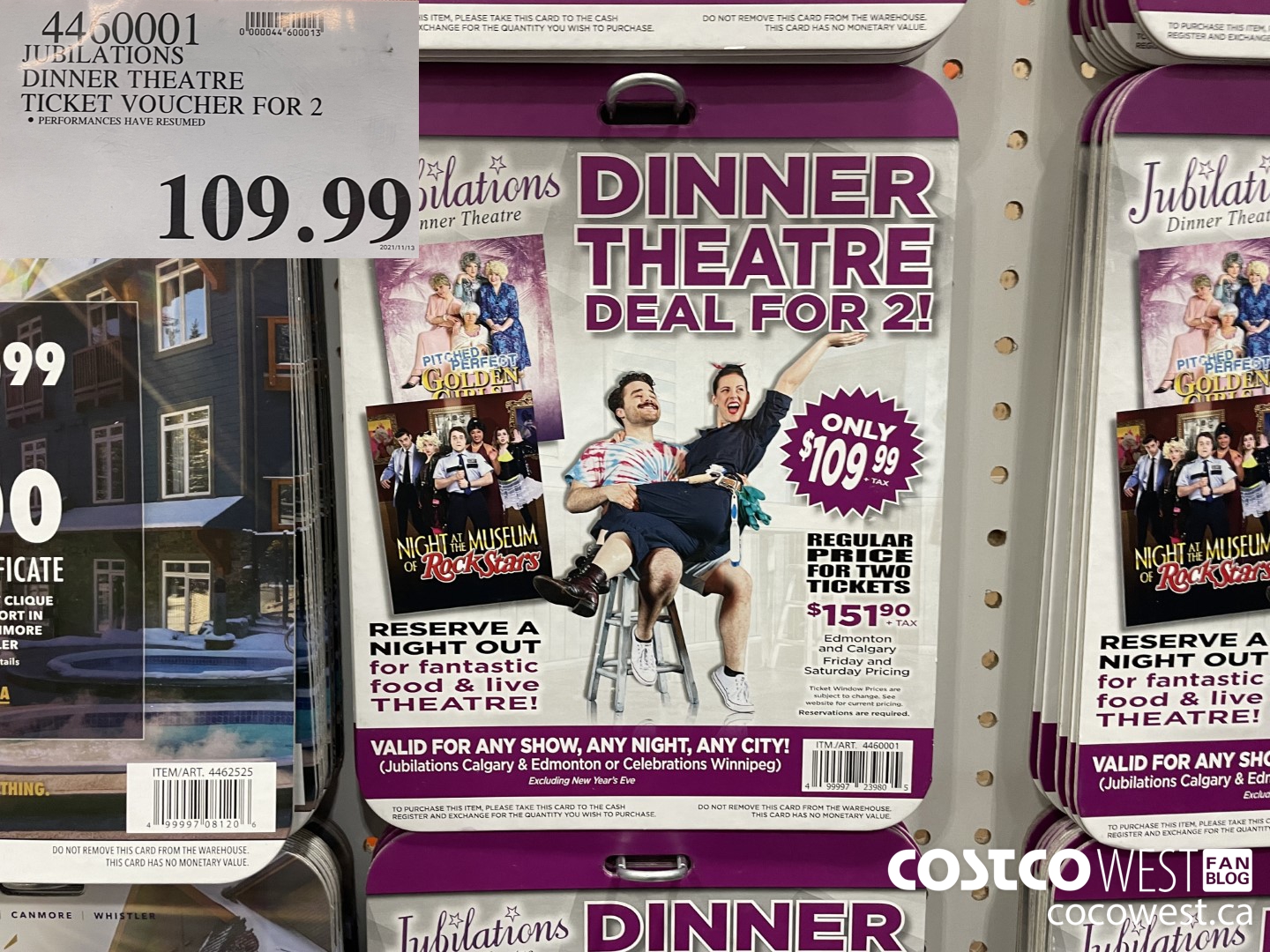 4460001 JUBILATIONS DINNER THEATRE TICKET VOUCHER FOR 2  $109.99